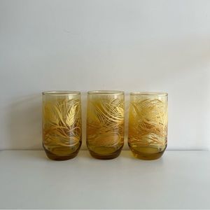Libbey Amber Golden Ombré Harvest Wheat 8 oz MCM Juice Glasses Set of 3 Vintage